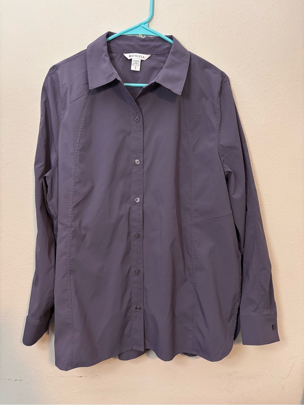 Athleta Poplin Long-Sleeve Button-Up Shirt in Slate Purple | Women’s | L